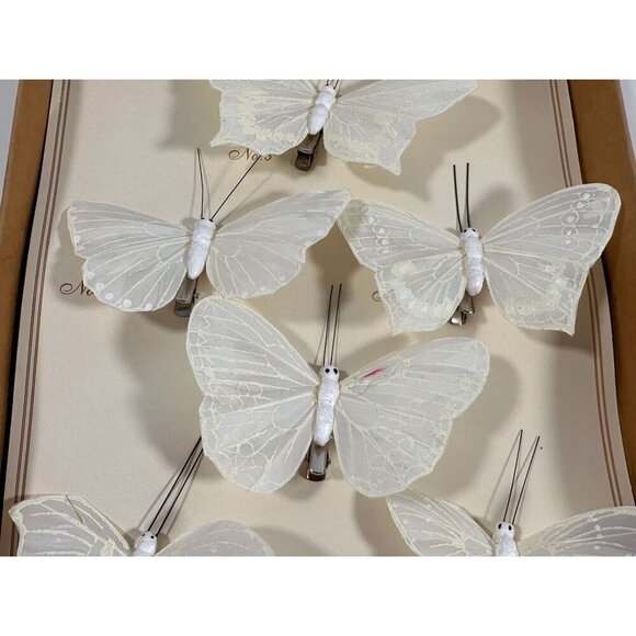 Vintage‎ Set Of 8 by HomArt  White Rice Paper Butterfly Ornaments With Clips - Picture 4 of 8